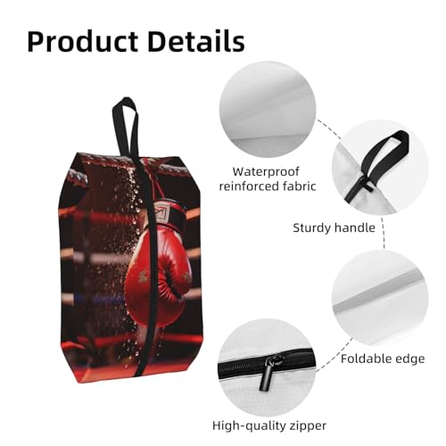 Boxing Glove Ring Shoe Bag for Travel-Waterproof Shoe Organizer for Suitcase, 3 in 1 Storage Pouch for Gym Sneakers