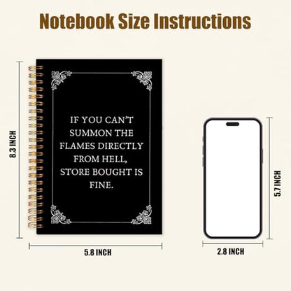 Likjad Funny Gothic Spiral Notebook Journal 5.5x8.3, Funny Gothic Witchy Journals for Writing, If You Can't Summon the Flames Directly Sarcastic Hardcover Notebooks for Note Taking - color: Funny Gothic Witchy