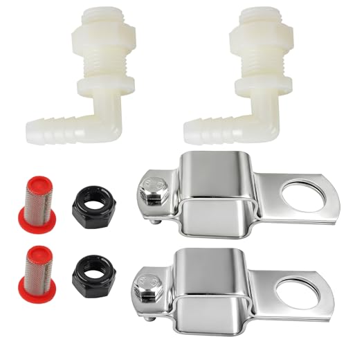 Spray Boom Repair Kit Include 3/8" Polypropylene Elbow Nozzle Body | 11/16" MPS x 3/8" HB, Retaining Nuts and Caps 11/16" FPSand 50 Mesh Tip Screens Nozzle Strainers,Boom Clamps 1" Square-2 PCS