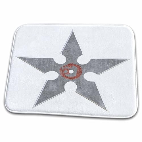 3dRose Bathroom Bath Rug Mat - A Silver Shuriken with Dragon Art Graphics Martial Arts