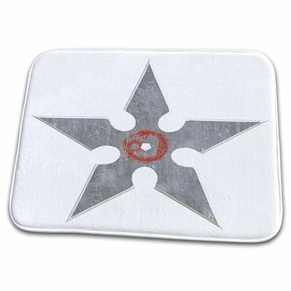 3dRose Bathroom Bath Rug Mat - A Silver Shuriken with Dragon Art Graphics Martial Arts