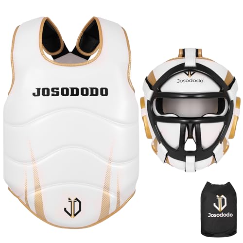 Boxing Sparring Gear Set for Youth - Headgear & Body Protector - color: White+Gold