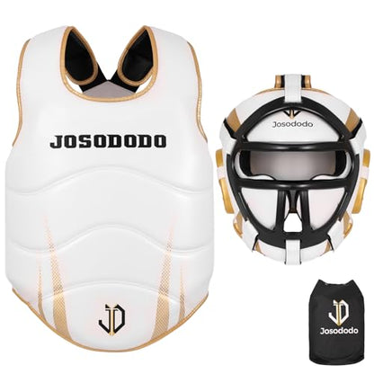 Boxing Sparring Gear Set for Youth - Headgear & Body Protector - color: White+Gold