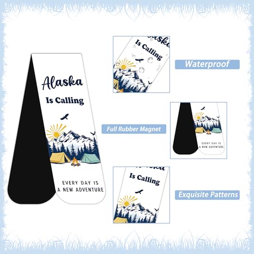 Alaska Souvenirs Magnetic Bookmarks, 30PCS Alaska Gifts Book Mark Clips with 15 Designs, Travel Souvenirs Gifts for Men Women Travelers Readers Office School Supplies - style: Alaska