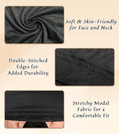 3 Pcs Modal Hijab Cap for Women, Muslim Inner Undercap Bonnet, Stretchy Turban Underscarf with Full Coverage for Daily Wear - color: Black + Light Grey + Light Khaki