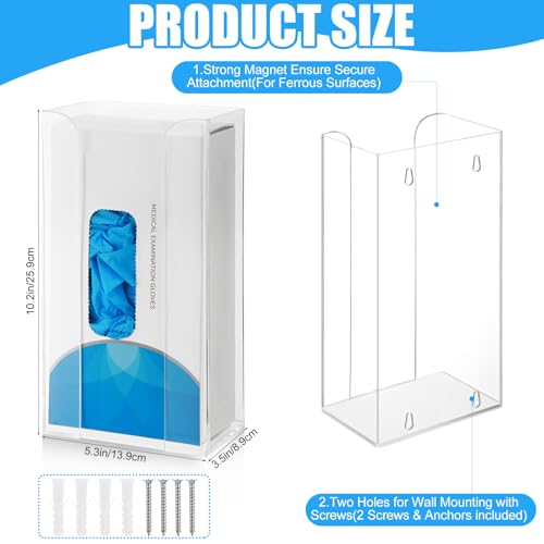 Weysat 2 Pcs Acrylic Glove Box Holder Dispenser Glove Holder for Wall Mount Acrylic Rack Wall Floating Mask Dispenser for Medical Latex Rubber Disposable Mitten Boxes (Clear,Vertical Style) - color: Clear, style: Vertical Style