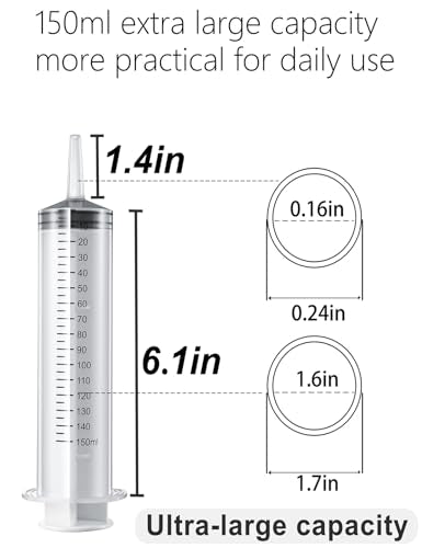 2 Pack Large Syringes set, Large Plastic Garden Industrial Syringes for Scientific Labs, Measuring, Watering, Refilling, Filtration Multiple Uses (150ML*1+Plastic Tubing*1) - size: 150ML+Plastic Tubing