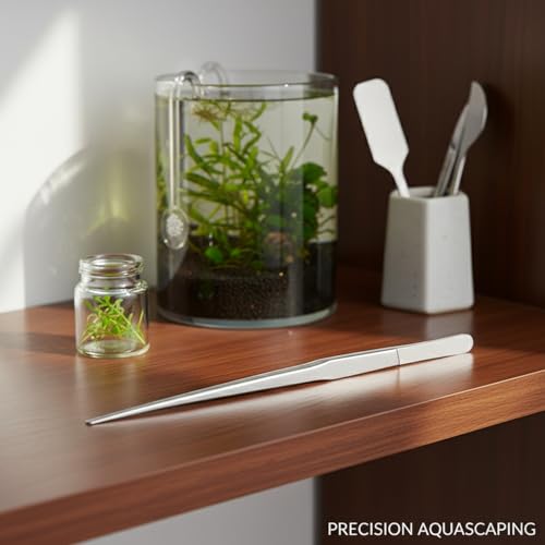 Stainless Steel Aquarium Tweezers for Aquascaping - 10.6 Inch Straight Head Tool for Precise Plant Placement and Substrate Arrangement in Freshwater Tanks