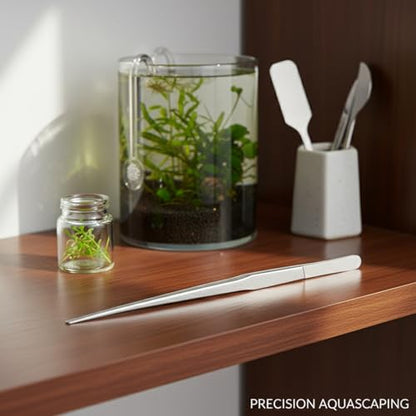 Stainless Steel Aquarium Tweezers for Aquascaping - 10.6 Inch Straight Head Tool for Precise Plant Placement and Substrate Arrangement in Freshwater Tanks