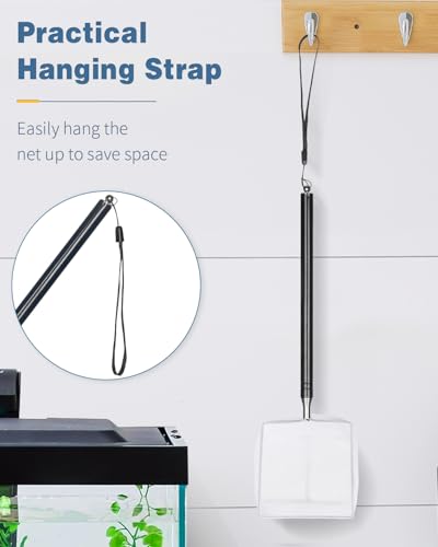 Pawfly 4 Inch Aquarium Soft Square Fine Shrimp Net, Tiny Fish Tank Net for Small Ponds, Extendable Stainless Steel Handle - color: Black Square, size: 4 Inch