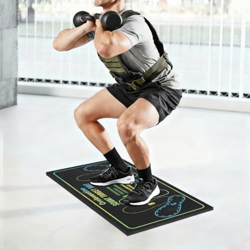 Squat Mat with Foot Position,Non-Slip Workout Mat for Squat & Leg Exercises - color: Black