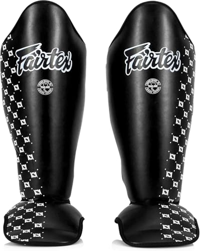 Fairtex SP5 남성, 여성, 아동용 무에타이 정강이 보호대 | 정강이는 프리미엄, 경량 및 내구성 | 훈련 또는 스파링 중에 정강이 부목을 방지하기 위한 확장된 보호 기능 - color: 블랙., size: X-Large