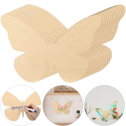Anglechic 12 Pack 12 Inch Wooden Butterfly Craft Blank Butterfly Cutouts - color: Butterfly, size: 12 Inch