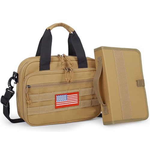 ATRIPACK Tactical Large Bible Cover for Men,Double Layer Bibles Bag With Detachable Book Carrying Case, Covers for Bible Organizer with Zippered Pockets,Church Case with Handle. - color: brown