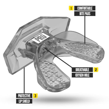 Nxtrnd One Pro Football Mouth Guard, Interchangeable Strap, Fits Adult & Youth (Transparent) - color: Transparent Pro