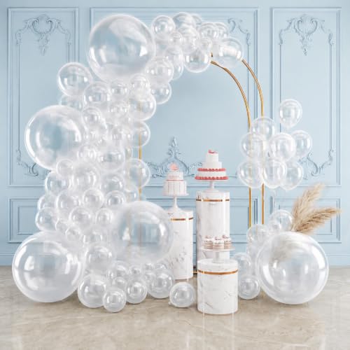 RUBFAC 154pcs Clear Balloons Different Sizes 18 12 10 5 Inches Garland Arch Transparent Balloon for Birthday Baby Shower Wedding Party Decoration - color: Clear