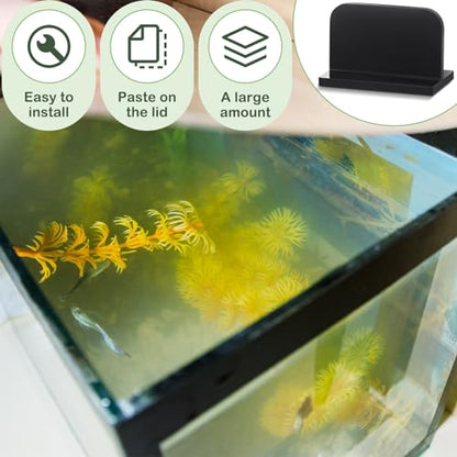 Qunclay 4 Pcs Aquarium Lid Handles Acrylic Fish Tank Cover Handles Adhesive Tank Lid Replacement Handle for Aquarium Fish Tank Lid, 2.36 x 1.38 Inch (Black) - color: Black