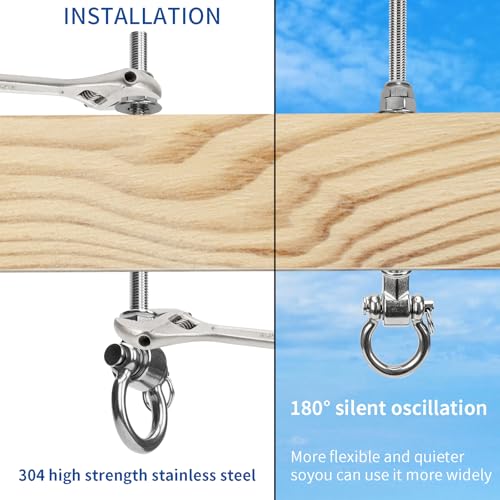 2-Pack Heavy Duty Swing Hangers with Bearings- 304 Stainless Steel Swing Set Brackets, 1500LB Capacity for Porch Swings, Hanging Chairs, Punching Bags, Gym Equipment - style: 2 Pack