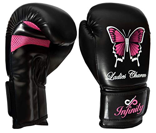 Womens Boxing Gloves Kids MMA Training Ladies Punching Mitts Girls Childrens - color: Black ButterFly Boxing Gloves, size: 16Oz