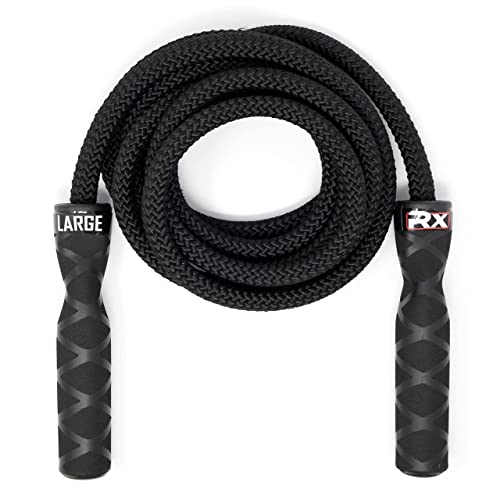 Drag Jump Rope w/Non Slip Ergonomic Handles - Weighted Polypropylene Rope for Fitness & Exercise, Cardio Workout, WOD | Speed Jumping Rope for Men & Women - size: Large