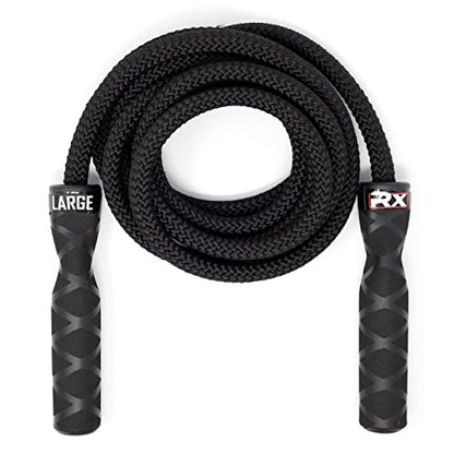 Drag Jump Rope w/Non Slip Ergonomic Handles - Weighted Polypropylene Rope for Fitness & Exercise, Cardio Workout, WOD | Speed Jumping Rope for Men & Women - size: Large
