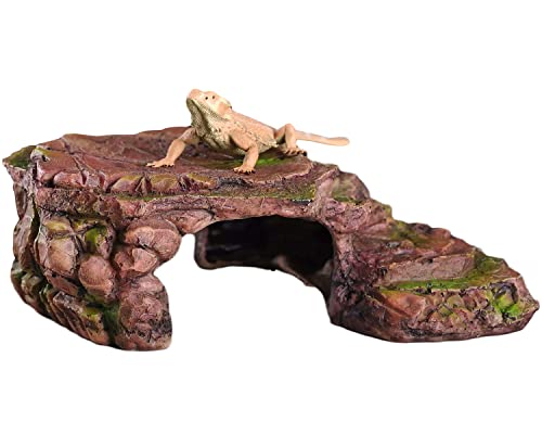 IBWell Turtle Basking Climbing Platform Aquarium Fish Tank Ornament Reptile Climbing Ramp Decorations for Salamanders Amphibians Newts, Terrace Tortoise Resting - Sienna - style: Sienna