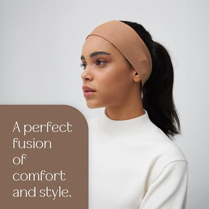 Modest Bandana Ribbed | For Muslim Women Undercap Pre-Sewn Inner Scarf Accessory Easy To Wear - color: Warm Taupe
