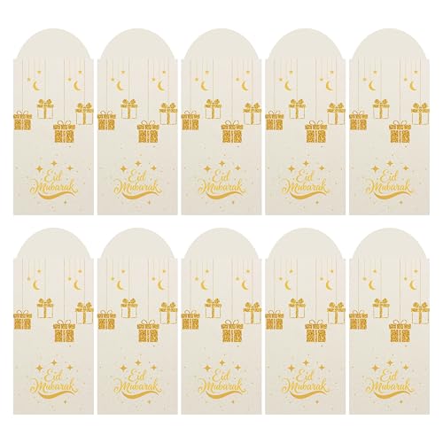 Eid Mubarak Money Envelopes for Cash – Perfect Eid Gifts, Ramadan & Eid Celebrations, Eid Mubarak Card & Cash Envelope (Pack of 10)