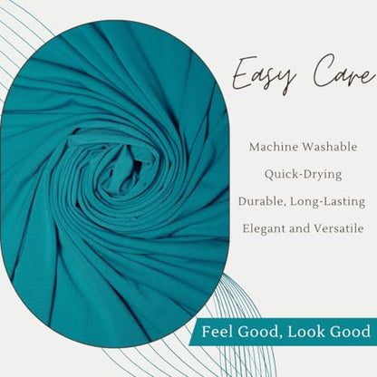 Premium Jersey Hijab Scarves -Turban Head Wraps for Women, Fashion Headbands Long Plain Muslim Shawls - color: Teal