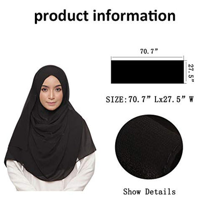 LMVERNA Solid Color Bubble Chiffon Scarf for Women Fashion Soft Hijab Long Scarfs Wrap Scarves - color: Black