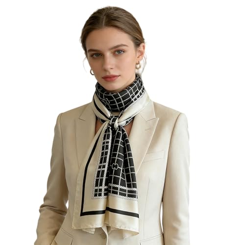 Silk Scarf 100% Mulberry Silk Fashion Scarves Long Lightweight Shawl Wrap - color: W04
