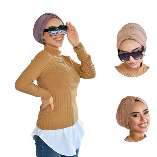 Para Life Turban With Band - Women's Hijab & Hair Wraps - Instant Hijab Cap - color: Dark Mink