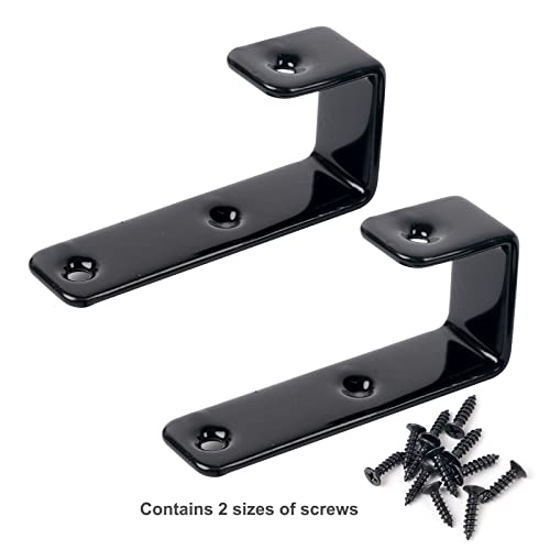 4 Pack Bunk Bed Ladder Hooks, Inside Width 1" Black PVC Coated Metal Bunk Bed Replacement Hardware Brackets, J Heavy Duty RV Ladder Tool with 2 Size Mounting Screws - color: Black, size: 4 Pack