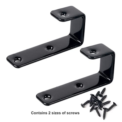4 Pack Bunk Bed Ladder Hooks, Inside Width 1" Black PVC Coated Metal Bunk Bed Replacement Hardware Brackets, J Heavy Duty RV Ladder Tool with 2 Size Mounting Screws - color: Black, size: 4 Pack