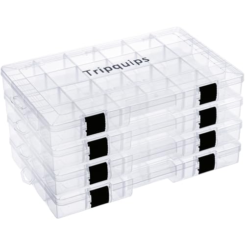 Tripquips 3600 Tackle Trays, Plastic Storage Organizer Box with Removable Dividers - Tackle Boxes - Fishing Tackle Storage - 3700 Tackle Trays - 2 Packs/4 Packs Box Organizer - color: 3700(4 packs)