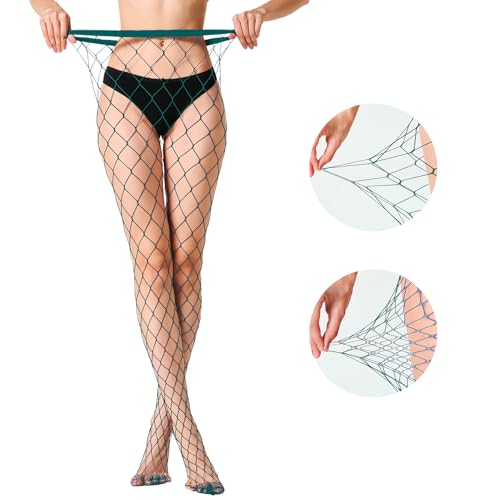 MengPa Women's Fishnets Tights High Waist Stockings Party Thigh High Pantyhose - color: 2pcs-green