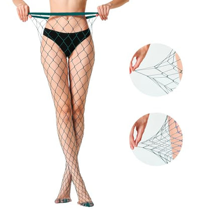 MengPa Women's Fishnets Tights High Waist Stockings Party Thigh High Pantyhose - color: 2pcs-green
