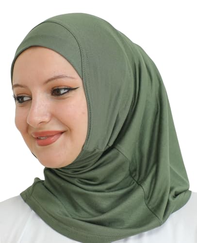 Prien Sport Instant Hijab For Women, Muslim Cotton Turban, Soft Head Scarf, Ready To Wear Hijabs Prayer Clothes, Islamic Wear - color: Khaki