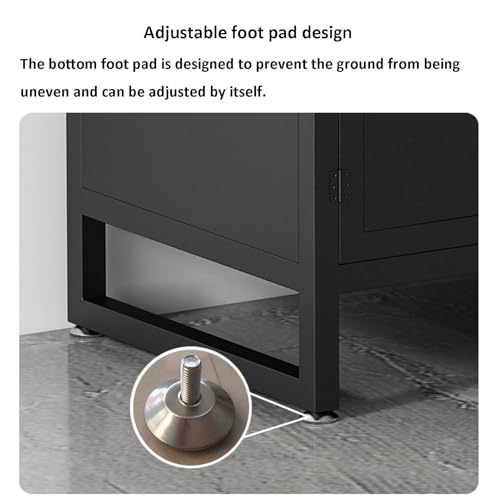 Home Office Fish Tank Stand, Professional Metal Aquarium Stand Storage Shelf Heavy Duty Breeder Turtle Terrarium Stand Rack, Reptile Tank Stand with Lockers，Fish Tank Cabinet - color: Black, size: 50*30*70cm