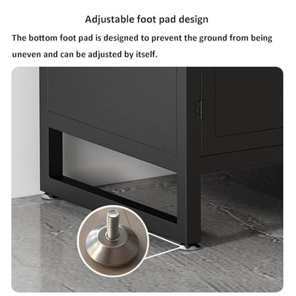 Home Office Fish Tank Stand, Professional Metal Aquarium Stand Storage Shelf Heavy Duty Breeder Turtle Terrarium Stand Rack, Reptile Tank Stand with Lockers，Fish Tank Cabinet - color: Black, size: 50*30*70cm