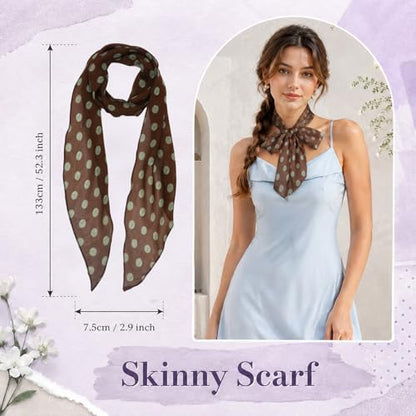 Polka Dot Scarf for Women, Chiffon Womens Scarves for Travel Date - color: Brown