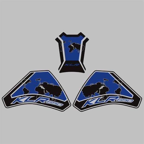 KLR650 Tank PAD Front Side Tank Pad Fuel Stickers Compatible with Klr650 2022-2025 3D Gel Tank Fuel Gip Decal KLR650 Sticker Pad (Dark Blue) - color: 144 Dark Blue