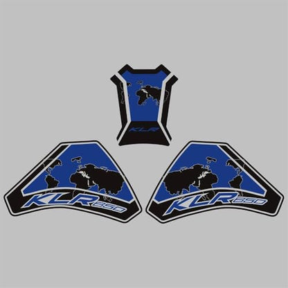 KLR650 Tank PAD Front Side Tank Pad Fuel Stickers Compatible with Klr650 2022-2025 3D Gel Tank Fuel Gip Decal KLR650 Sticker Pad (Dark Blue) - color: 144 Dark Blue
