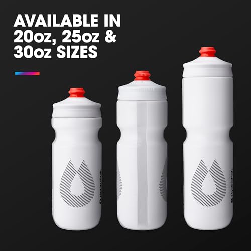 HydraPak Breakaway Surge Lightweight Bike Water Bottle 2-Pack (20oz, 25oz, 30oz) - High Flow, Cycling & Sports Squeeze Bottle - color: White, size: 25oz/740ml