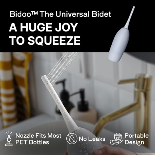 BIDOO The Universal, Portable Bidet (Pebble) with Cap and Travel Bag l Replaces Wet Wipes and Shower Toilet l Peri Bottle for Postpartum l Elder Care l New Moms l Pre and Post-Intimacy - color: Gray