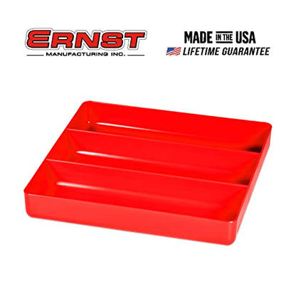 Ernst Manufacturing All Purpose Toolbox and Desk Tray: Stackable Organization Tray with 3 Compartments - Made in the USA - color: Red, size: 3-Compartments