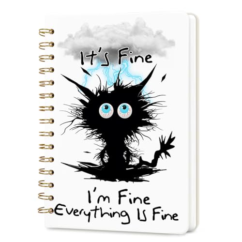 Lined Spiral Journal Notebook for Women, A5 College Ruled Spiral Notebook for Work, Hardcover with Elegant Design for Note-Taking, 5.5 * 8.25 inch, 160 Pages, Explosive Cat - color: Explosive Cat