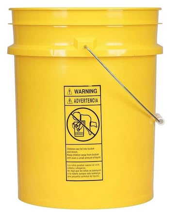 5 Gallon Food Grade Plastic Bucket with Air Tight Screw on Lid Made in USA Container (Yellow Bucket with Clear lid) - color: Yellow Bucket With Clear Lid