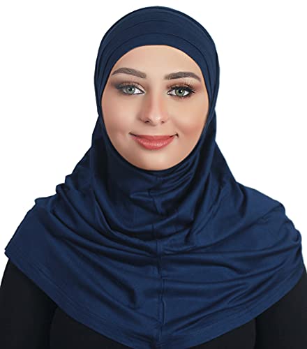 AL AMIRA Beautiful cotton hijab scarf Islamic women fancy hijab K101 - color: Navy Blue
