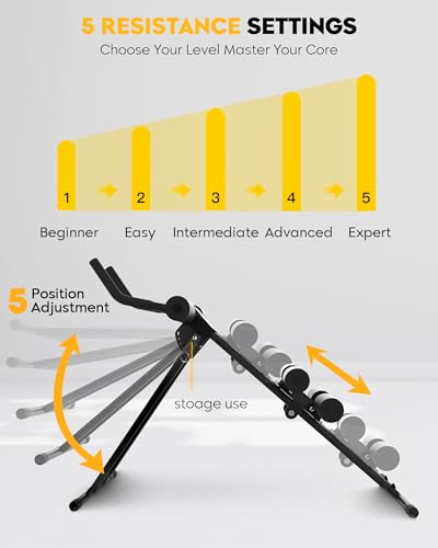 GuuG Ab Machine Ab Trainer Machine : Adjustable Ab Machine for Stomach Workout at Home Gym Ab Workout Foldable Core Strength Training Equipment Home Gym System - style: Black Ab Trainer Machine